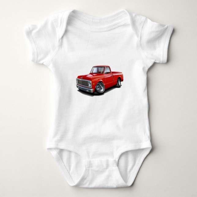 1970-72 Chevy C10 Red Truck Baby Bodysuit (Front)