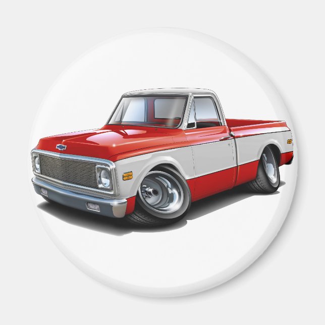 1970-72 Chevy C10 Red-White Truck Magnet (Front)