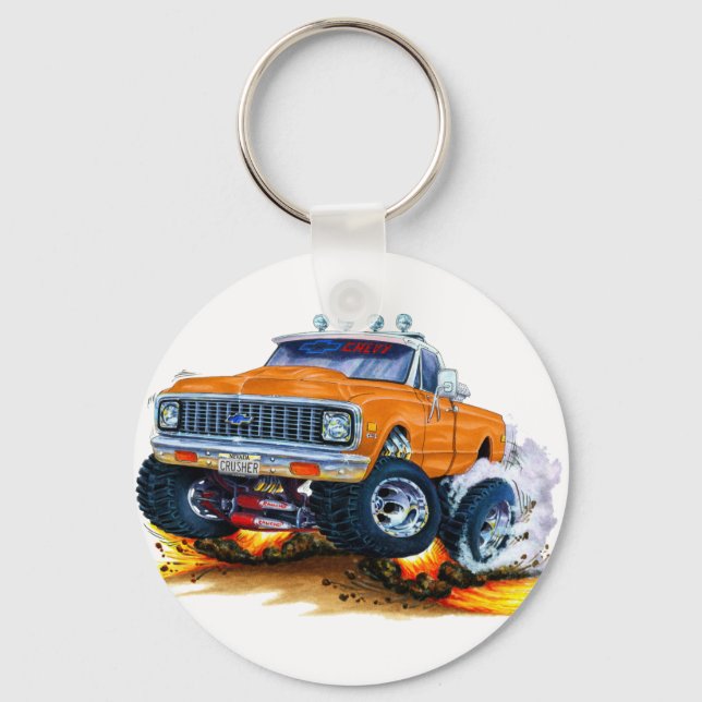 1970-72 Chevy CK1500 Orange Truck Keychain (Front)
