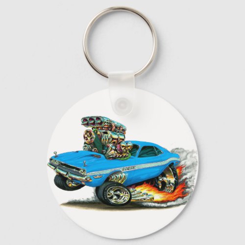 1970_72 Dodge Challenger Lt Blue Car Keychain