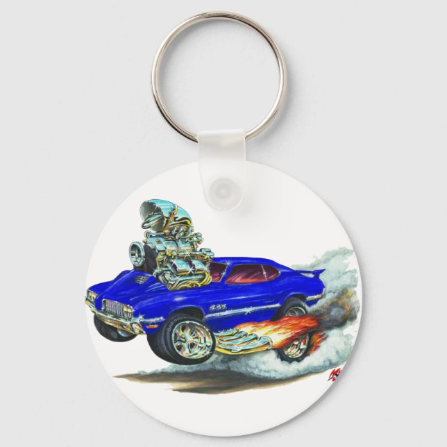 1970-72 Olds Cutlass 442 Blue Car Keychain (Front)