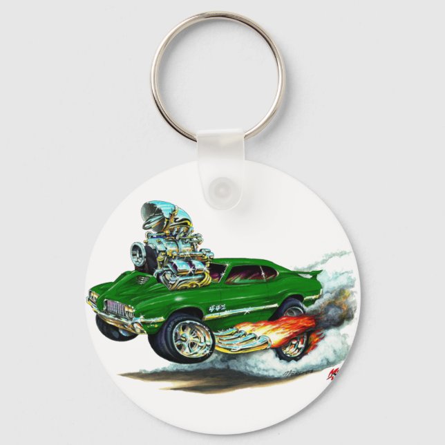 1970-72 Olds Cutlass 442 Green Car Keychain (Front)