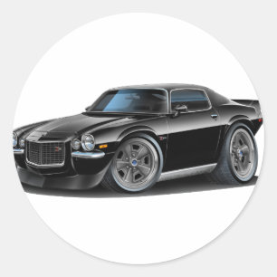 1970-73 Camaro Black Car Classic Round Sticker