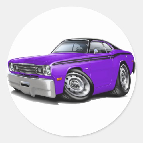 1970_74 Duster Purple_Black Top Car Classic Round Sticker