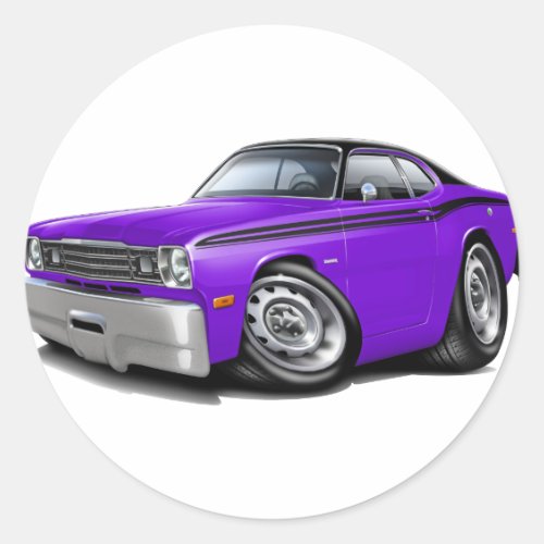 1970-74 Duster Purple-Black Top Car Classic Round Sticker