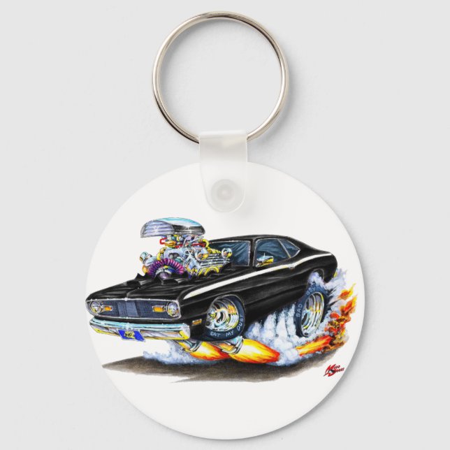 1970-74 Plymouth Duster Black Car Keychain (Front)