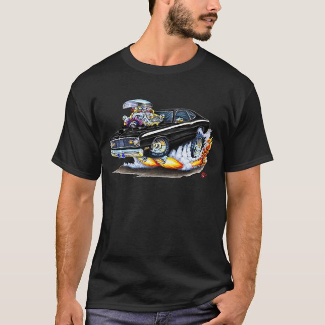1970-74 Plymouth Duster Black Car T-Shirt (Front)