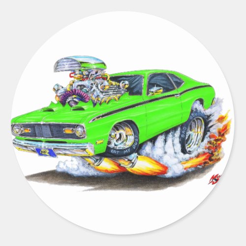 1970_74 Plymouth Duster Lime Car Classic Round Sticker