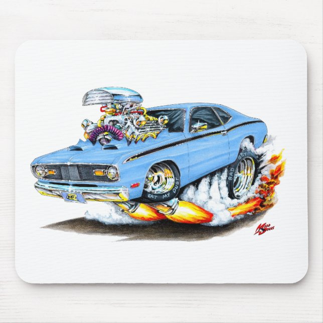 1970-74 Plymouth Duster Lt Blue Car Mouse Pad (Front)