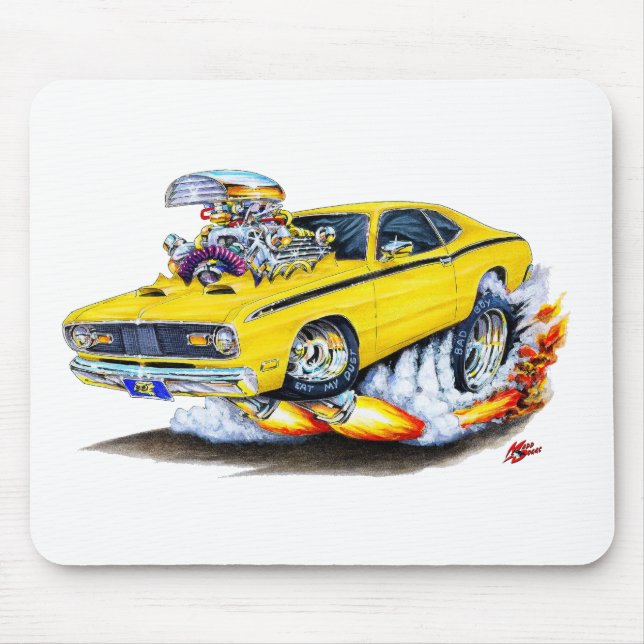 1970-74 Plymouth Duster Yellow Car Mouse Pad (Front)
