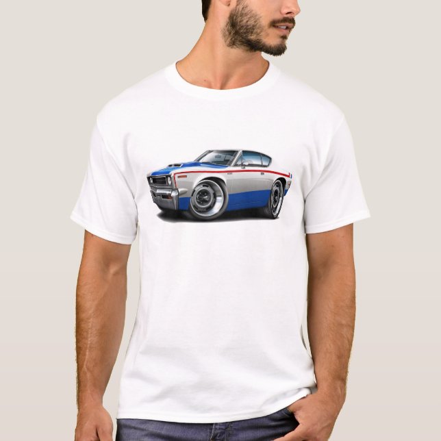 1970 AMC Rebel Machine Red-White-Blue Car T-Shirt (Front)