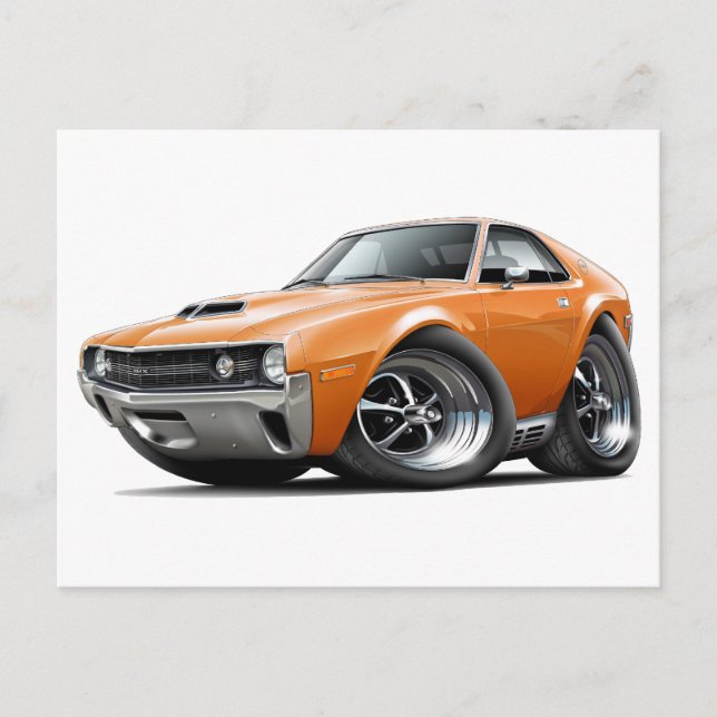 1970 AMX Orange Car Postcard (Front)