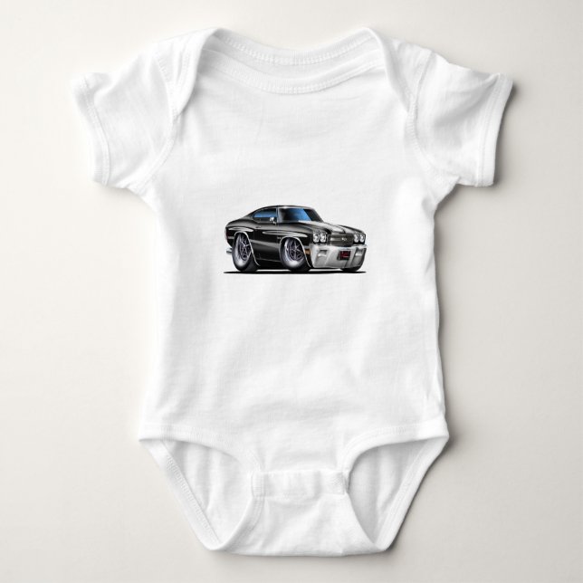 1970 Chevelle Black-White Car Baby Bodysuit (Front)