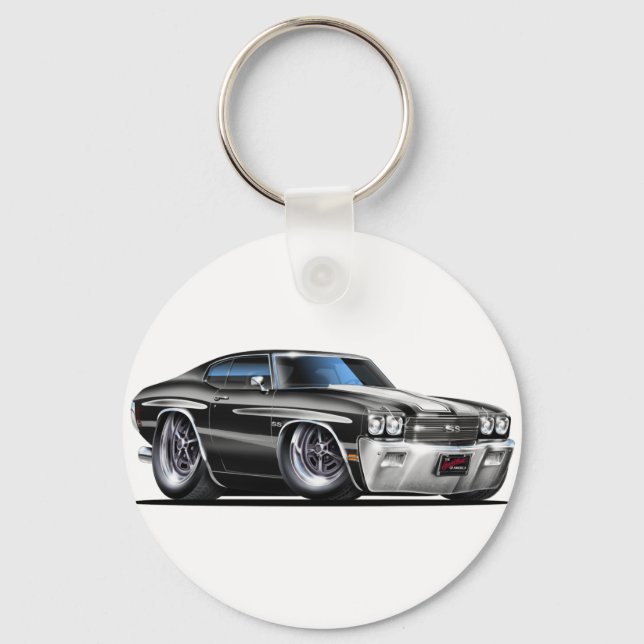 1970 Chevelle Black-White Car Keychain (Front)