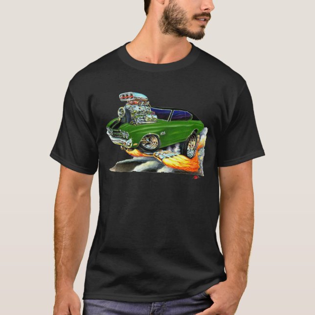 1970 Chevelle Green-Black Car T-Shirt (Front)