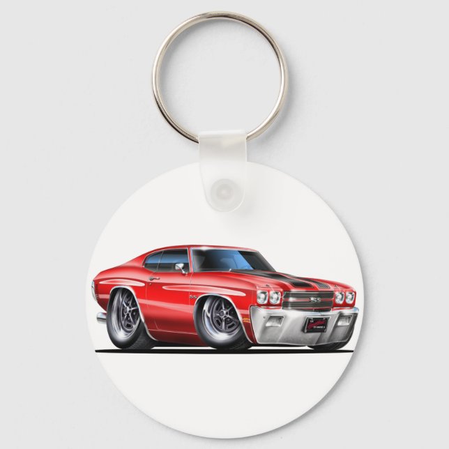 1970 Chevelle Red-Black Car Keychain (Front)