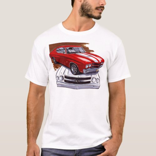 1970 Chevelle Red_White Car T_Shirt
