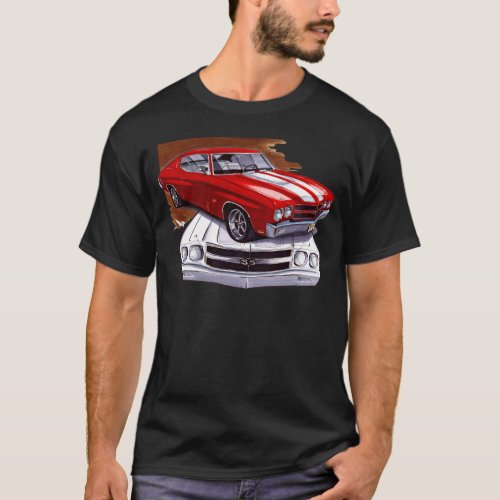 1970 Chevelle Red-White Car T-Shirt
