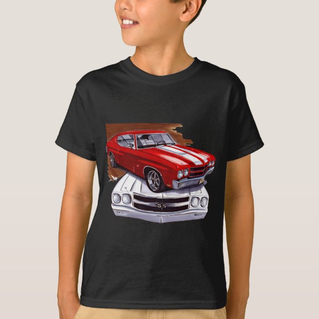1970 Chevelle Red-White Car T-Shirt (Front)