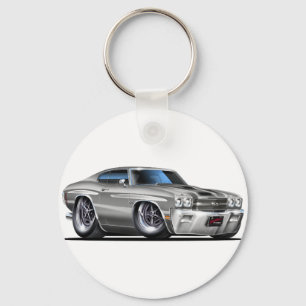 1970 Chevelle Silver-Black Car Keychain