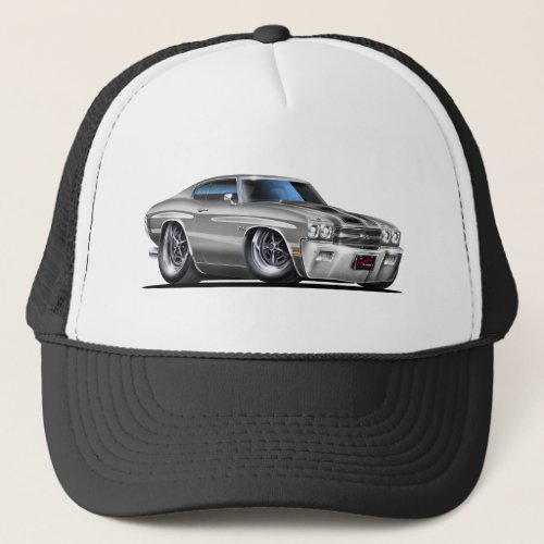 1970 Chevelle Silver-Black Car Trucker Hat