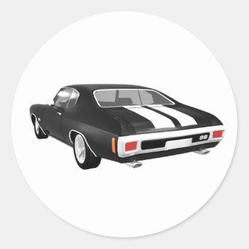 1970 Chevelle Ss: Black Finish: Classic Round Sticker by spiritswitchboard at Zazzle