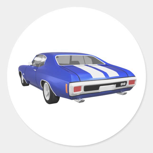 1970 Chevelle SS: Blue Finish: Classic Round Sticker (Front)