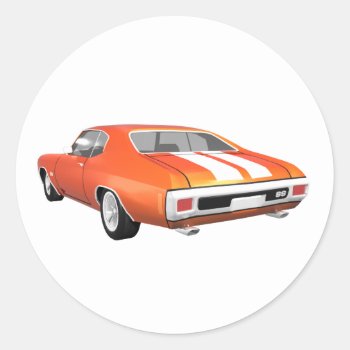 1970 Chevelle Ss: Orange Finish: Classic Round Sticker by spiritswitchboard at Zazzle