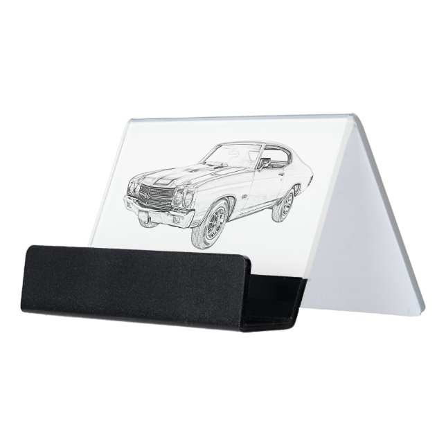 1970 chevy chevelle desk business card holder (Angled Front)