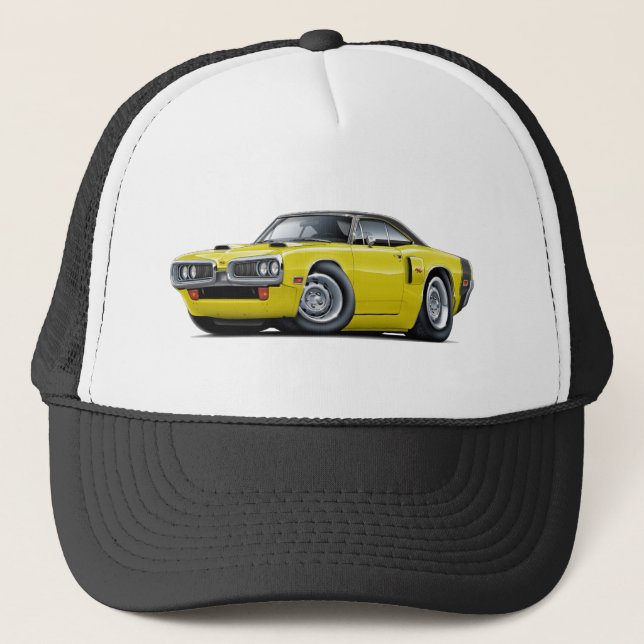 1970 Coronet RT Yellow-Black Top Car Trucker Hat (Front)