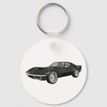 1970 Corvette Sports Car: Black Finish Keychain by spiritswitchboard at Zazzle