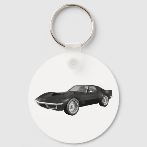 1970 Corvette Sports Car Black Finish Keychain