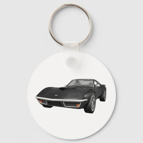 1970 Corvette Sports Car Black Finish Keychain