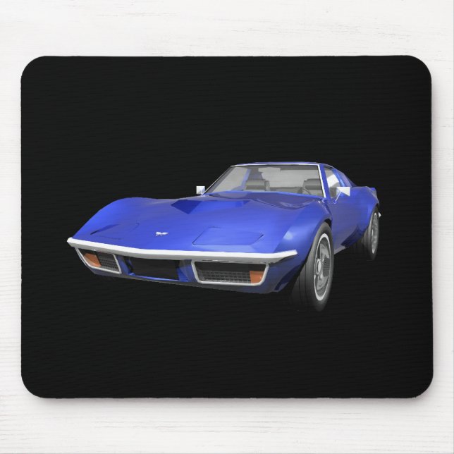 1970 Corvette Sports Car: Blue Finish Mouse Pad (Front)