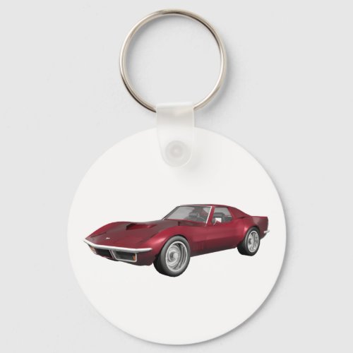1970 Corvette Sports Car Candy Apple Finish Keychain