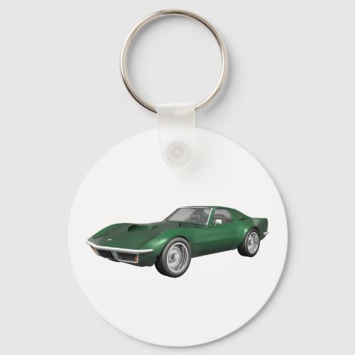 1970 Corvette Sports Car Green Finish Keychain