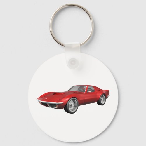 1970 Corvette Sports Car Red Finish Keychain