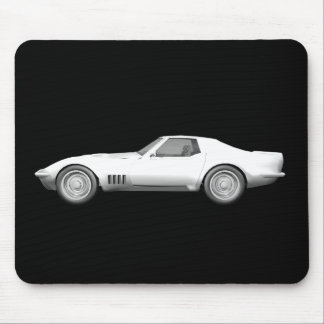 1970 Corvette Sports Car: White Finish Mouse Pad