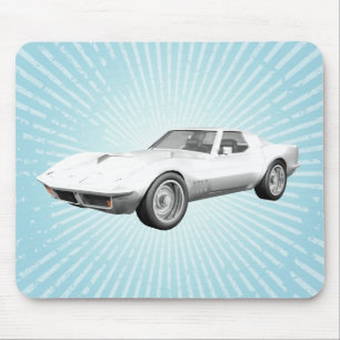 1970 Corvette Sports Car: White Finish: Mousepad