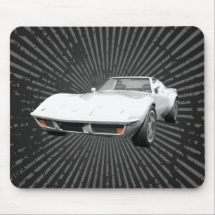 1970 Corvette Sports Car: White Finish: Mousepad