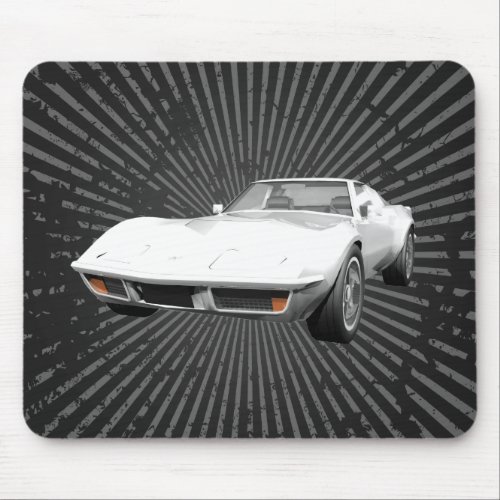 1970 Corvette Sports Car White Finish Mousepad