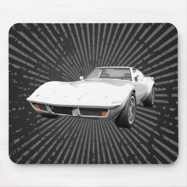 1970 Corvette Sports Car: White Finish: Mousepad (Front)