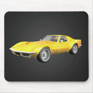 1970 Corvette Sports Car: Yellow Finish: Mousepad