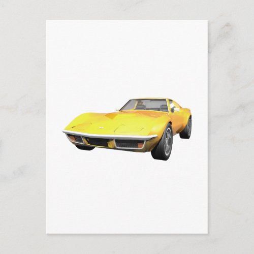 1970 Corvette Sports Car Yellow Finish Postcard