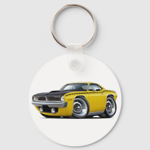 1970 Cuda AAR Yellow Car Keychain