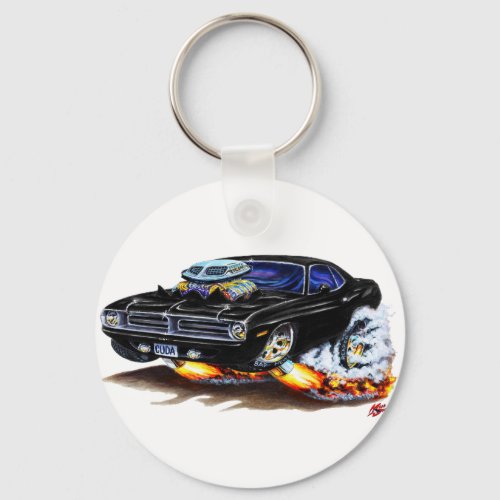 1970 Cuda Black Car Keychain