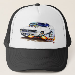 1970 Cuda White Car Trucker Hat