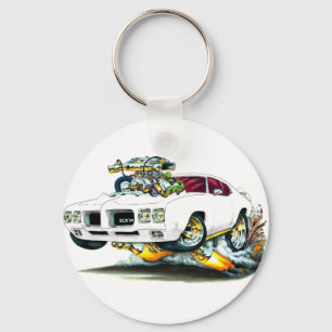 1970 GTO White Car Keychain