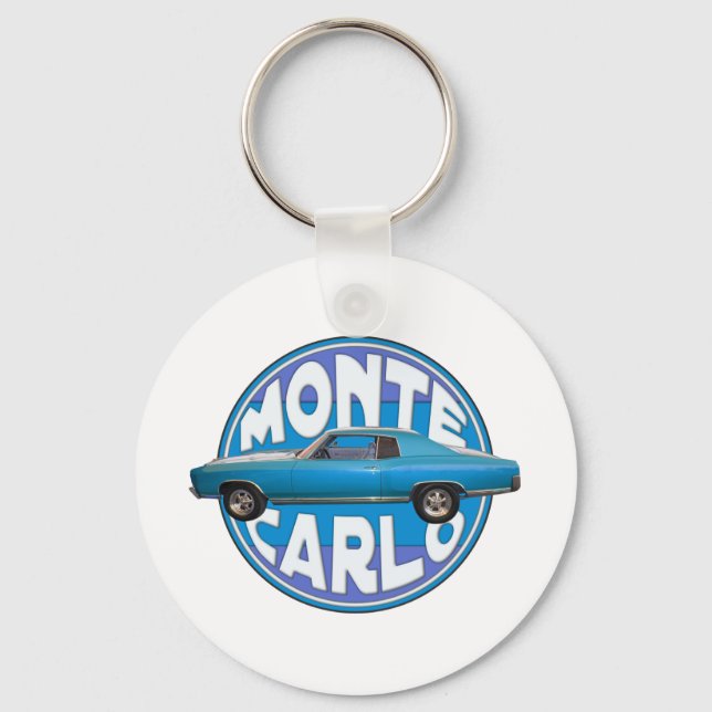 1970 monte carlo chevy blue keychain (Front)