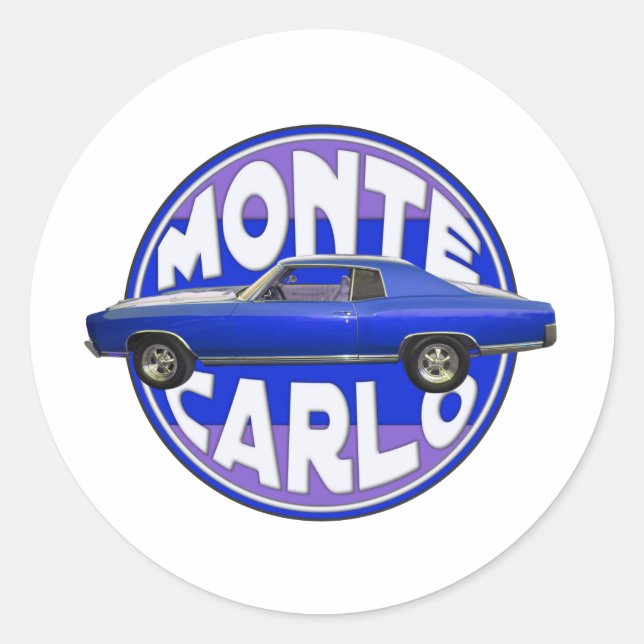 1970 monte carlo midnight blue classic round sticker (Front)